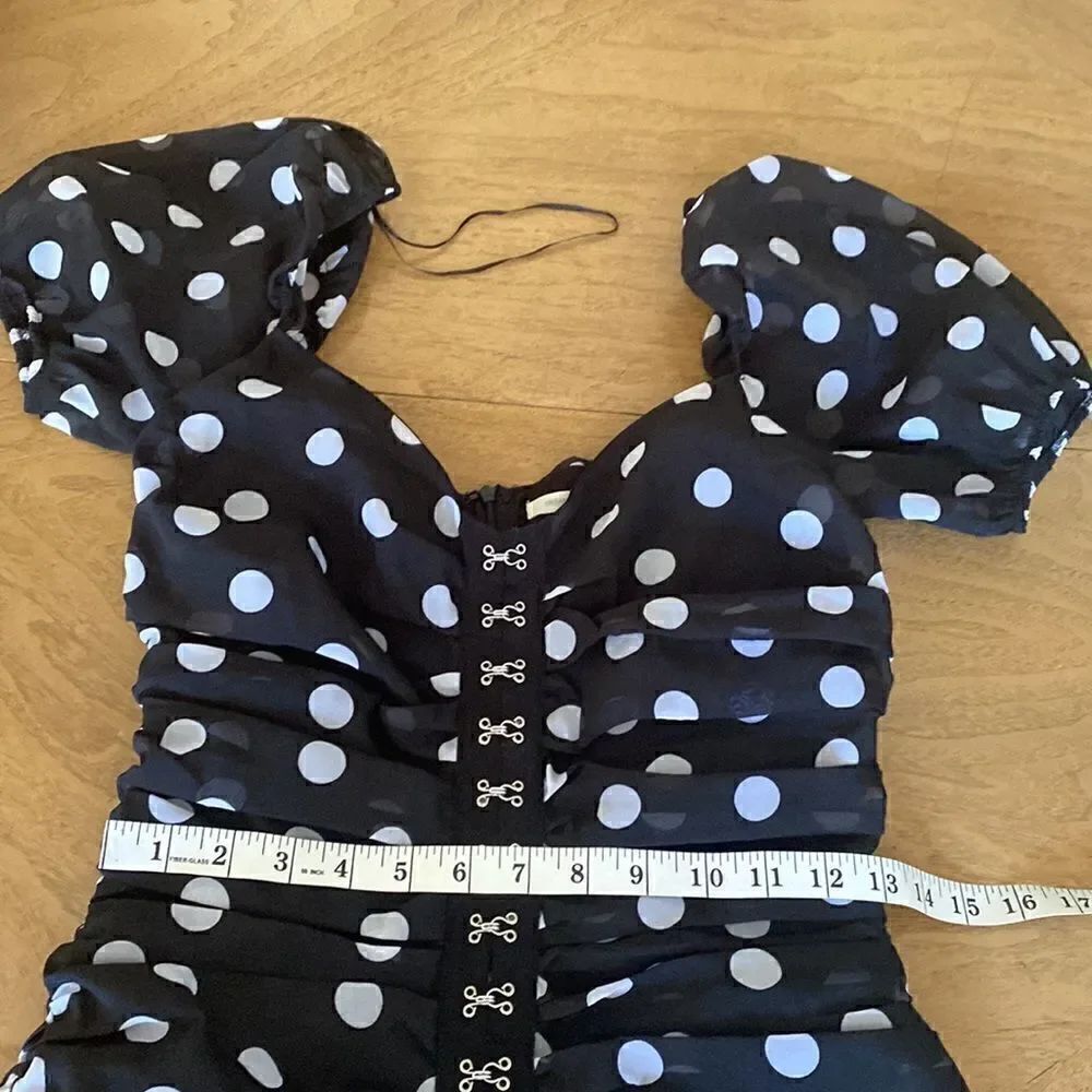 Urban Outfitters Black & White Skye Polka Dot Mini Dress Size Small - Picture 10 of 14